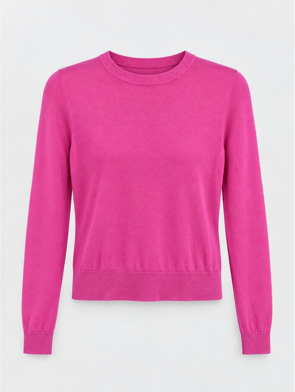 Zara Women's Fuchsia Pink Fine Knit Crewneck Sweater Size M